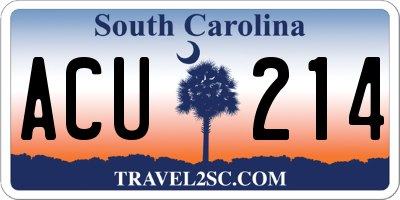 SC license plate ACU214