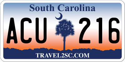 SC license plate ACU216