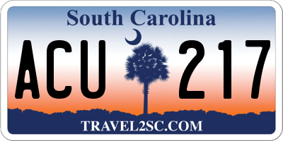 SC license plate ACU217