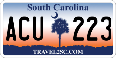 SC license plate ACU223