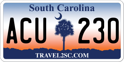 SC license plate ACU230