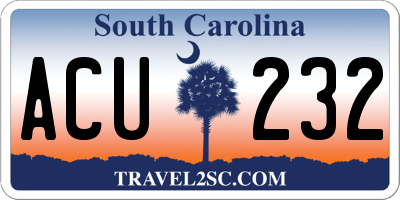 SC license plate ACU232