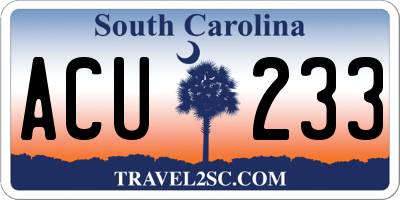 SC license plate ACU233