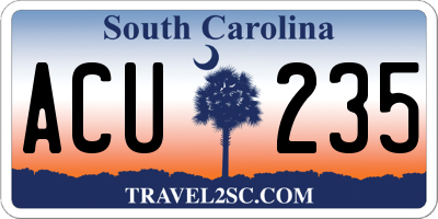 SC license plate ACU235