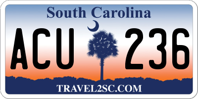 SC license plate ACU236
