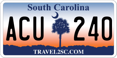 SC license plate ACU240