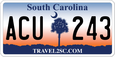 SC license plate ACU243