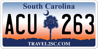 SC license plate ACU263
