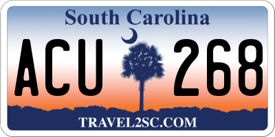 SC license plate ACU268