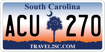 SC license plate ACU270