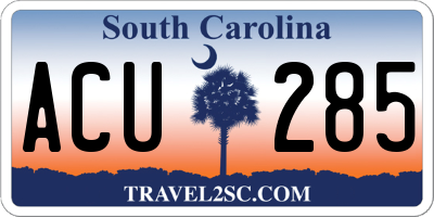 SC license plate ACU285