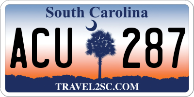SC license plate ACU287