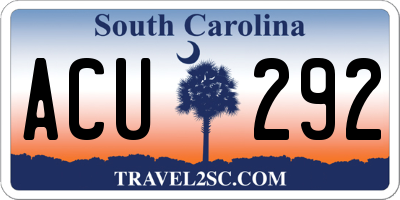 SC license plate ACU292