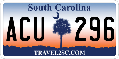 SC license plate ACU296