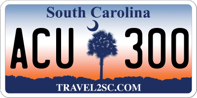 SC license plate ACU300