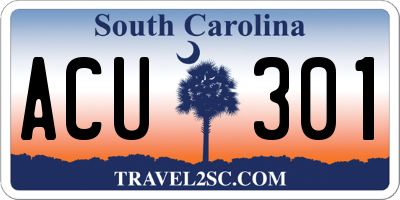 SC license plate ACU301