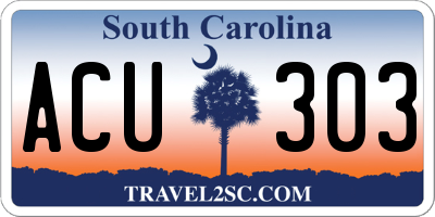 SC license plate ACU303