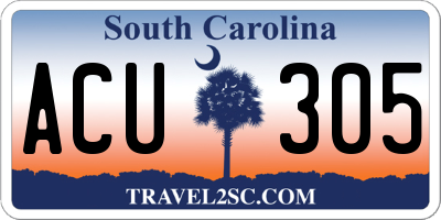 SC license plate ACU305