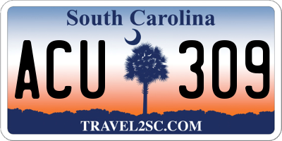 SC license plate ACU309