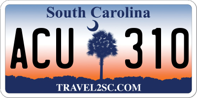 SC license plate ACU310