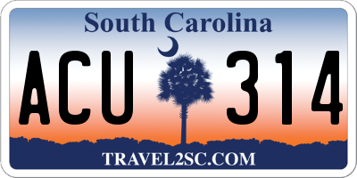 SC license plate ACU314