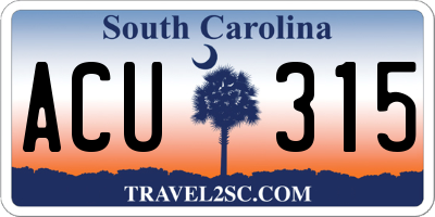 SC license plate ACU315
