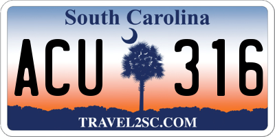 SC license plate ACU316