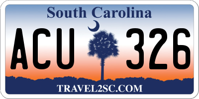 SC license plate ACU326