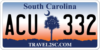 SC license plate ACU332