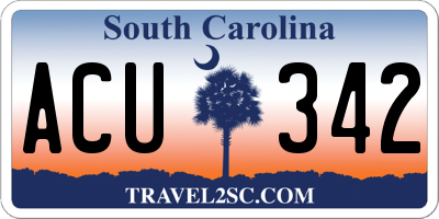 SC license plate ACU342