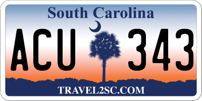 SC license plate ACU343
