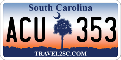 SC license plate ACU353