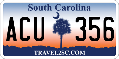 SC license plate ACU356
