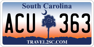 SC license plate ACU363