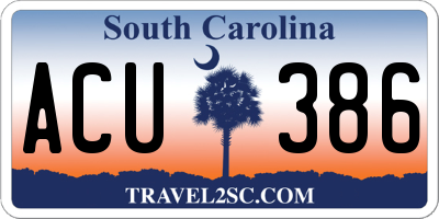 SC license plate ACU386