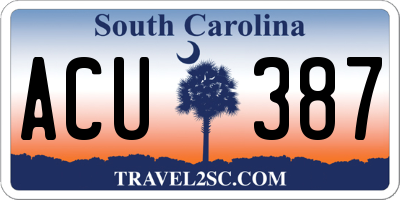 SC license plate ACU387