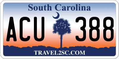 SC license plate ACU388