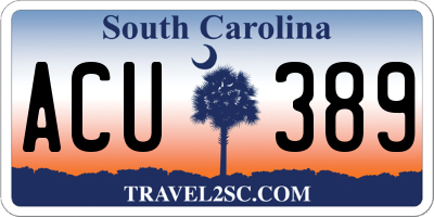 SC license plate ACU389