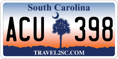 SC license plate ACU398