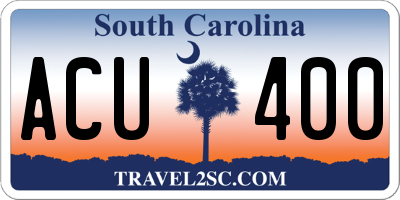 SC license plate ACU400