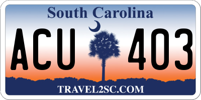 SC license plate ACU403