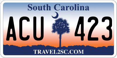 SC license plate ACU423