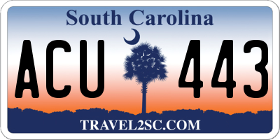 SC license plate ACU443