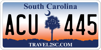 SC license plate ACU445