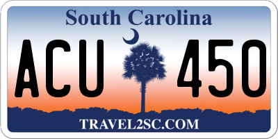SC license plate ACU450