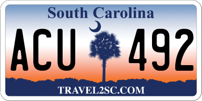SC license plate ACU492