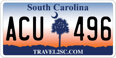 SC license plate ACU496