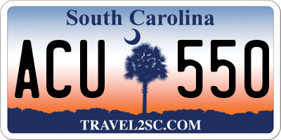 SC license plate ACU550