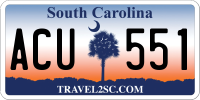 SC license plate ACU551