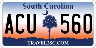 SC license plate ACU560